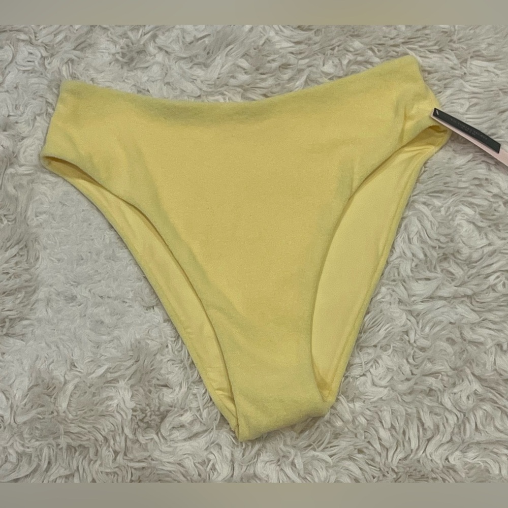 NEW Victoria's Secret Swim High-Waisted Terry Cloth Bikini Bottom Medium Yellow‎
